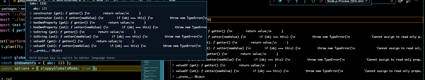 overrideTaming: 'moderate' vscode inspector display