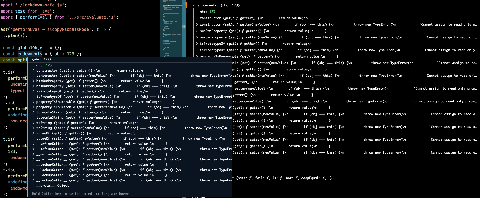 overrideTaming: 'severe' vscode inspector display
